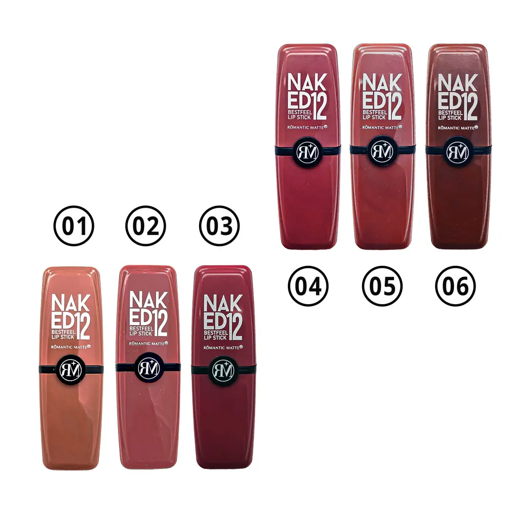 رژ لب جامد مات بست‌فیل (Bestfeel) مدل NAKED 12 طرح رمانتیک (مخملی و اقتصادی)