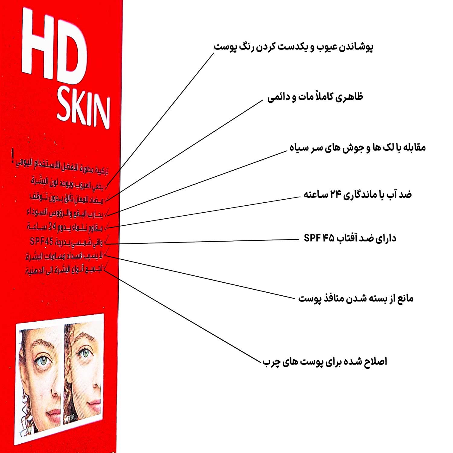 کرم پودر هفت کاره اِوِر بیوتی (Ever Beauty) مدل اچ‌دی اسکین HD SKIN (مات و ضد آب +SPF45)