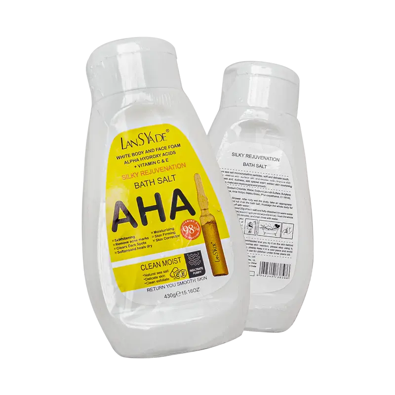 نمک حمام و فوم شستشوی صورت و بدن لانسیاد (LANSYADE) مدل AHA و ویتامین C (روشن کننده 5 برابر)